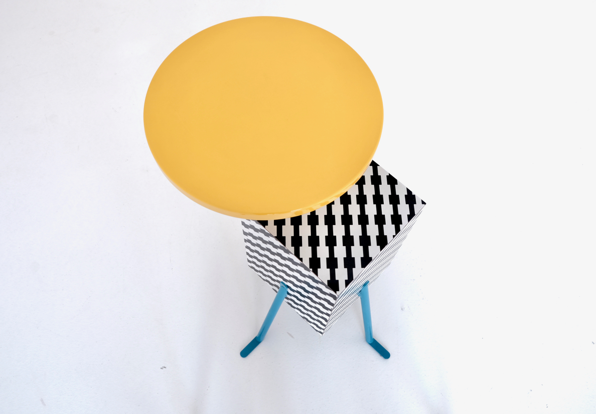 kristall end table, Michele de lucchi, Memphis Design, Memphis Milano, postmodern