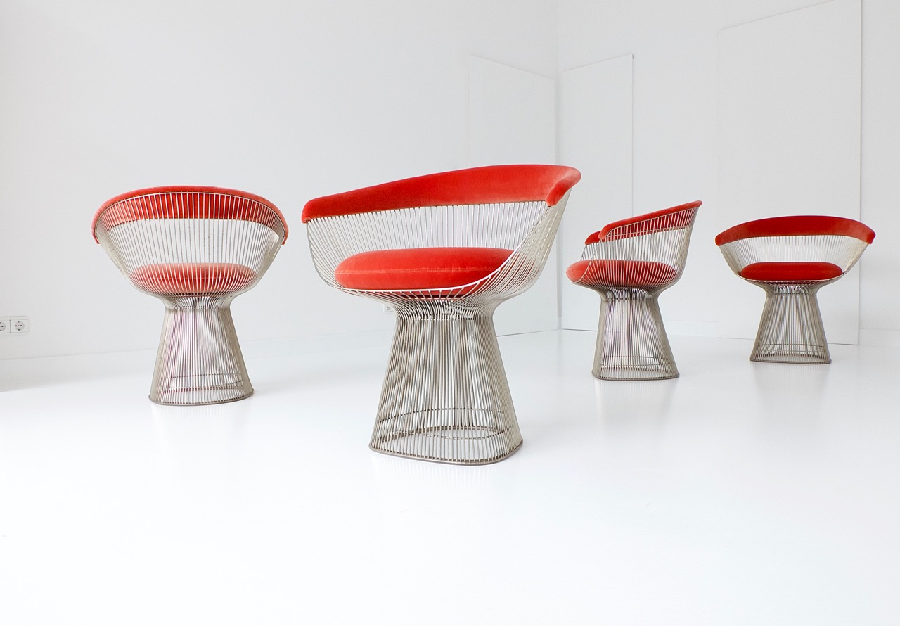 knoll, warren platner, warren platner dining chair, platner chair